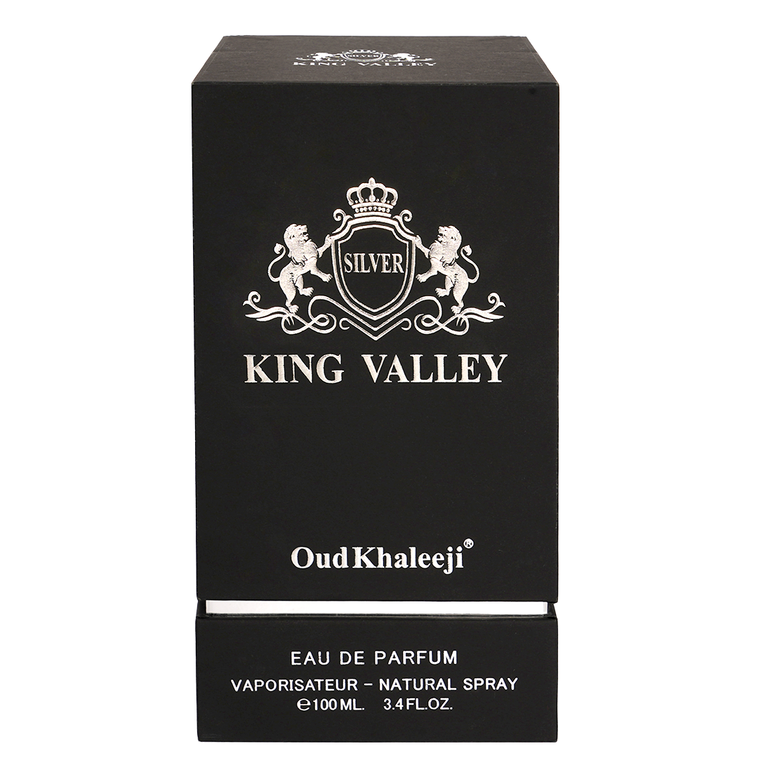 Stylish-packaging–King-Valley-Silver-perfume-box King Valley Silver perfume box – Oud Khaleeji long lasting fragrance