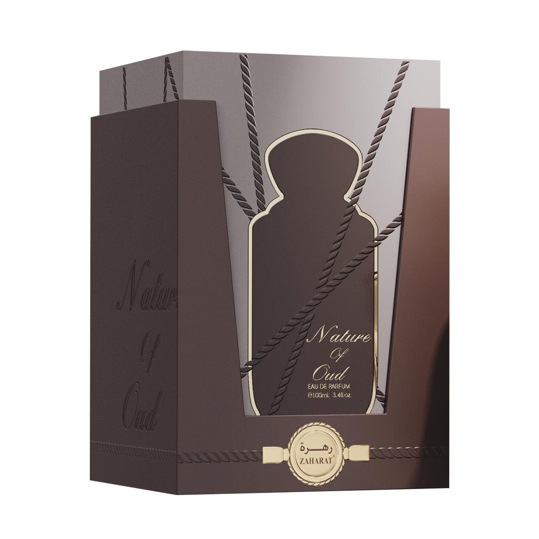 nature-of-oud-perfme-box Close-up of Nature Of Oud – luxury oud perfume with elegant packaging